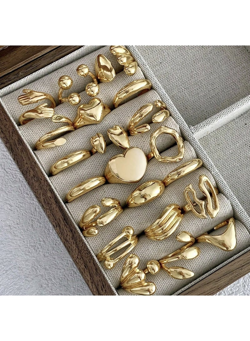 ڤيا مجموعة خواتم نسائية هندسية بتصميم قلب – 10 قطع - Image 1